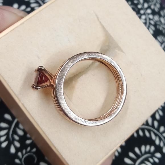 Sterling Silver 925 Gold Tone Pink Gemstone  Ring size 6 - Picture 5 of 13